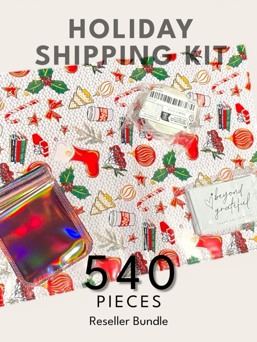 Reseller Holiday Shipping Bundle 540 pcs Polymailers Stickers Bags Christmas